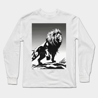 Lion Shadow Silhouette Anime Style Collection No. 192 Long Sleeve T-Shirt